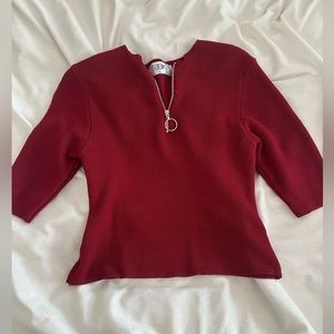 LF Red Knit Zip-Up T Shirt
